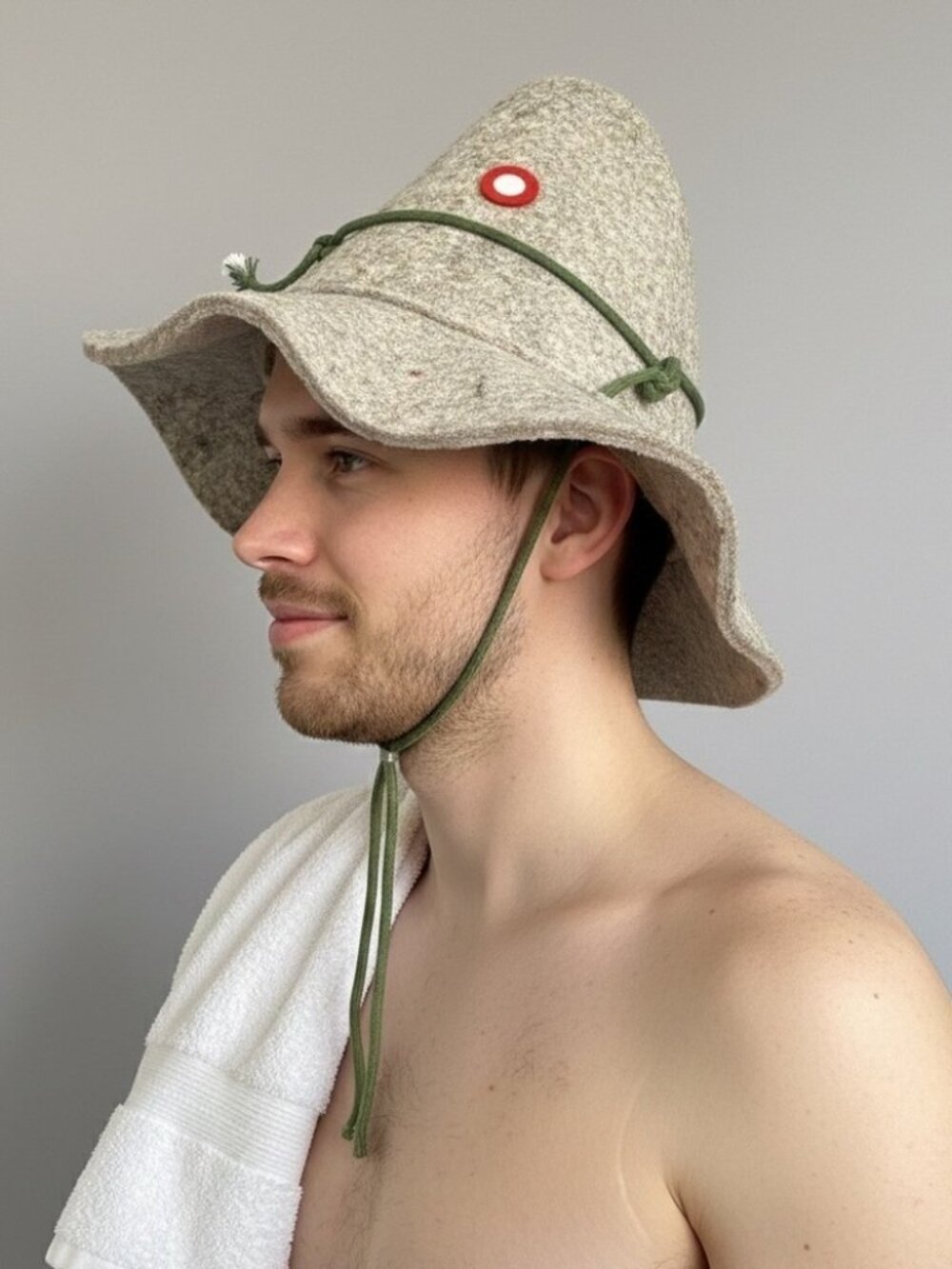 Russian Sauna Wool Elf / Witch Hat w/ Chin Cord - Unisex 🧖🏼‍♂️